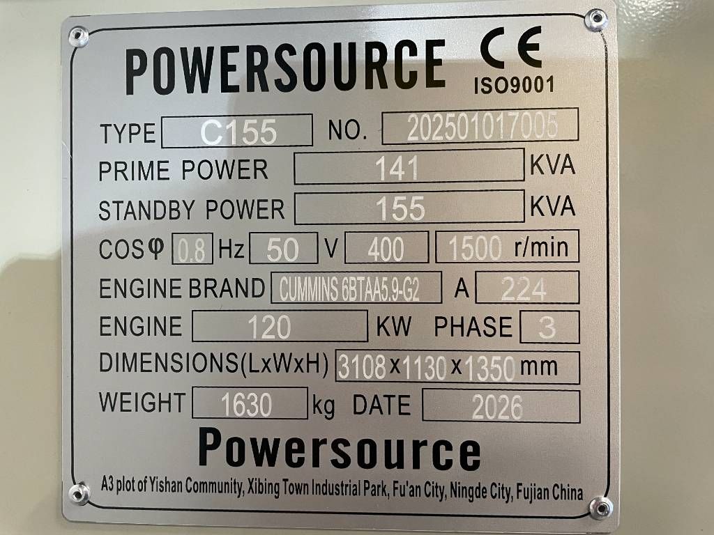 Cummins 6BTAA5.9-G2 - 155 kVA Generator - DPX-19837