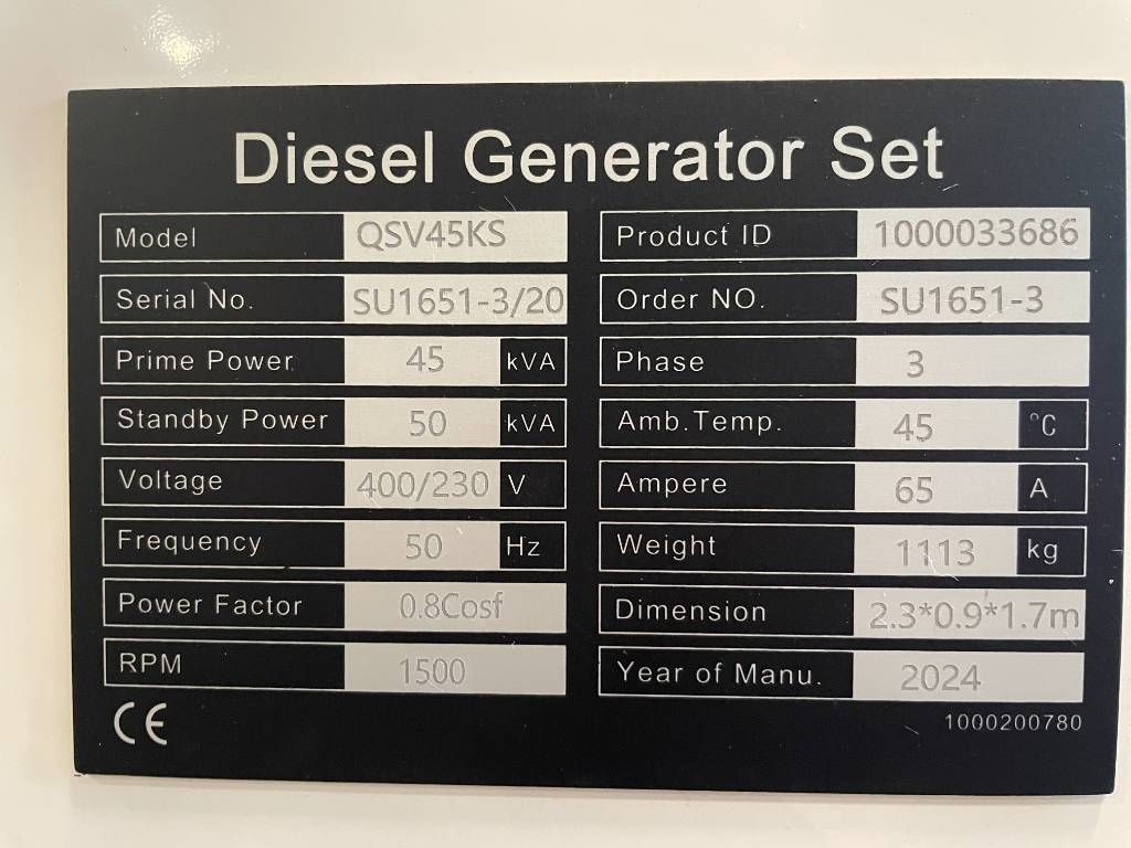Kubota V3800-T - 50 kVA Generator - DPX-20032