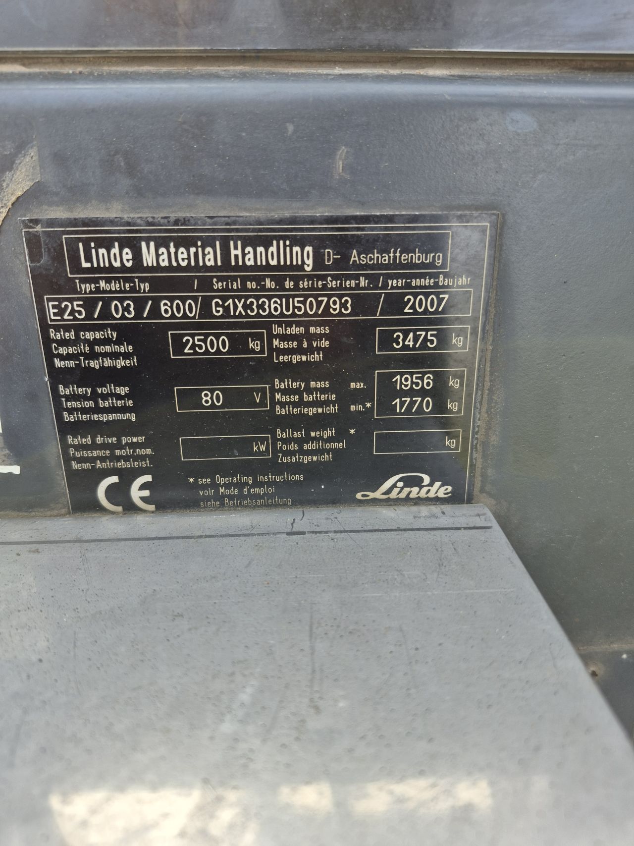 Linde E25-03/600 triplex freelift sideshift 4.150 mm bj 2007