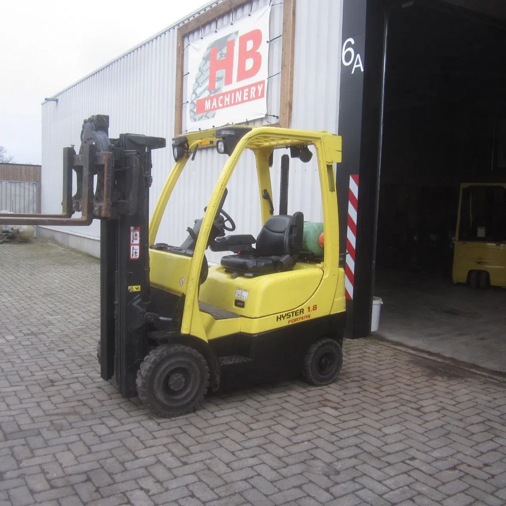 Hyster H 1.8 FT, LPG-gas, triplo, side shift, kistenkantelaar.