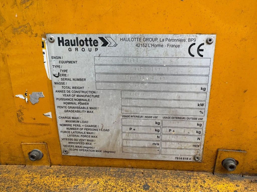 Haulotte Star 10 Hoogwerker Masthoogwerker