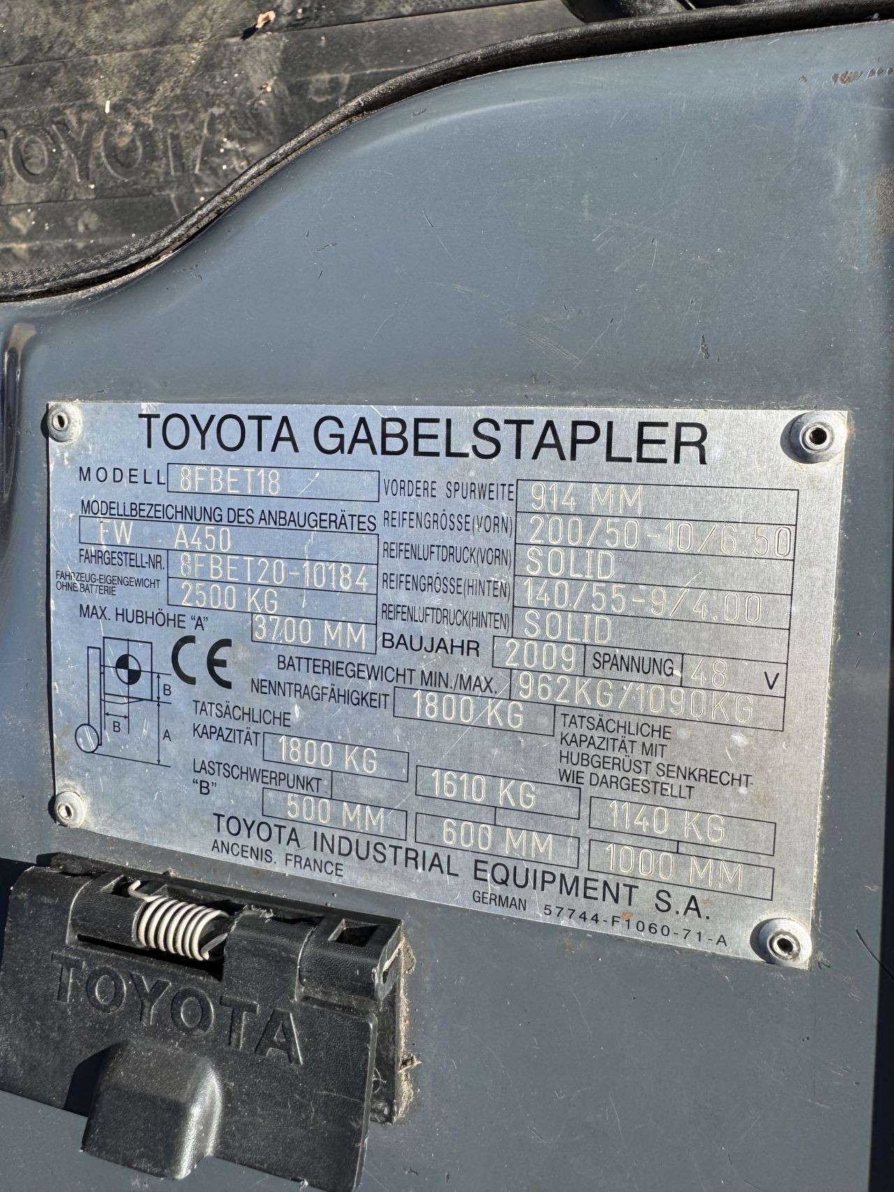 Toyota 8FBET18 elektrische heftruck