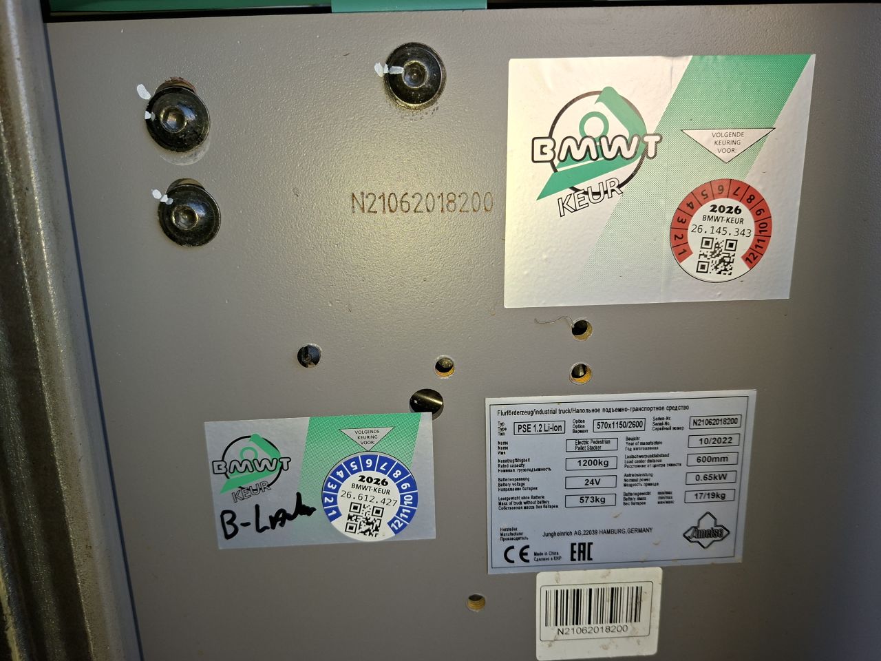 Elektrische stapelaar Ameise (jungheinrich) pte1.2 2.6 meter Li-