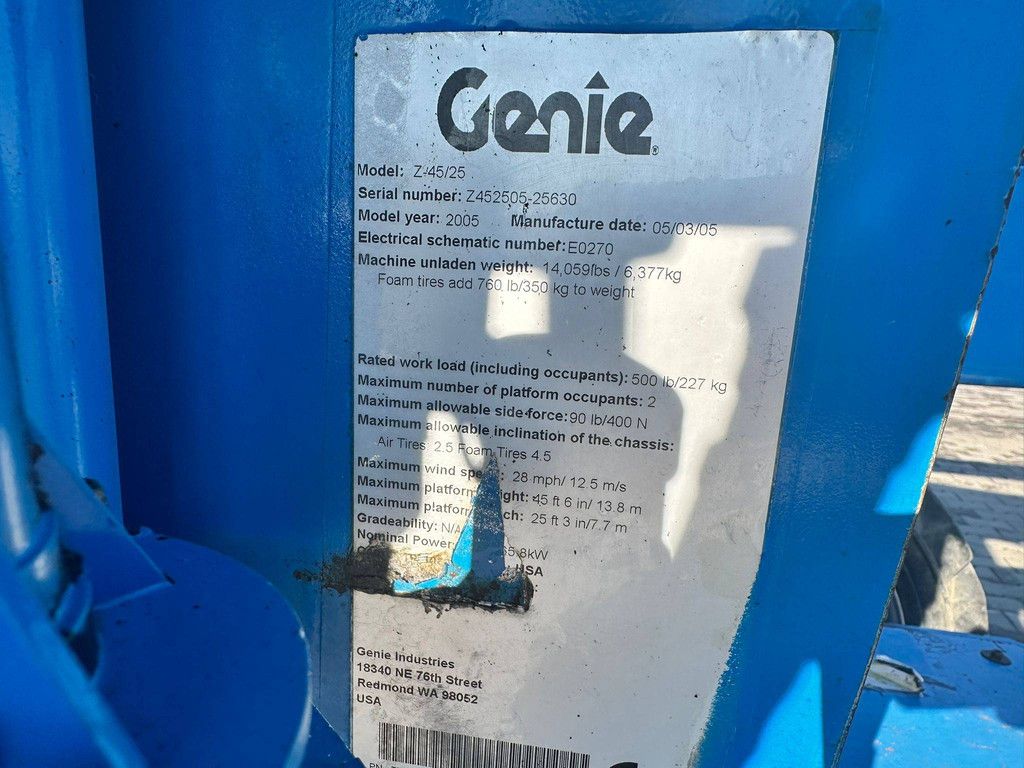 Articulating boom lift Genie Z-45/25 Diesel 15.8m 2005