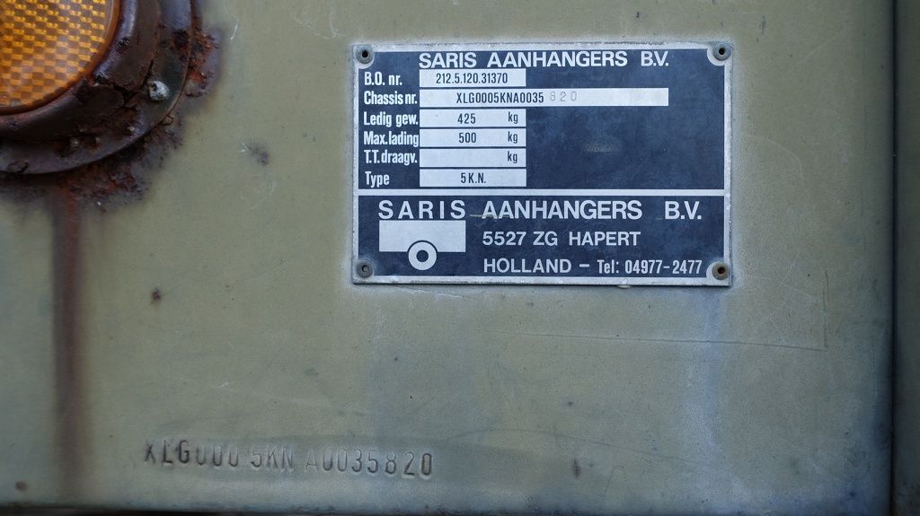 Saris Aanhanger ex leger met kenteken