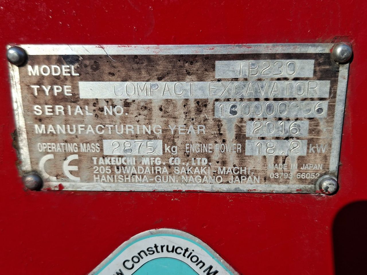 Takeuchi TB230 | bj 2016 | 4732uur | VERKOCHT