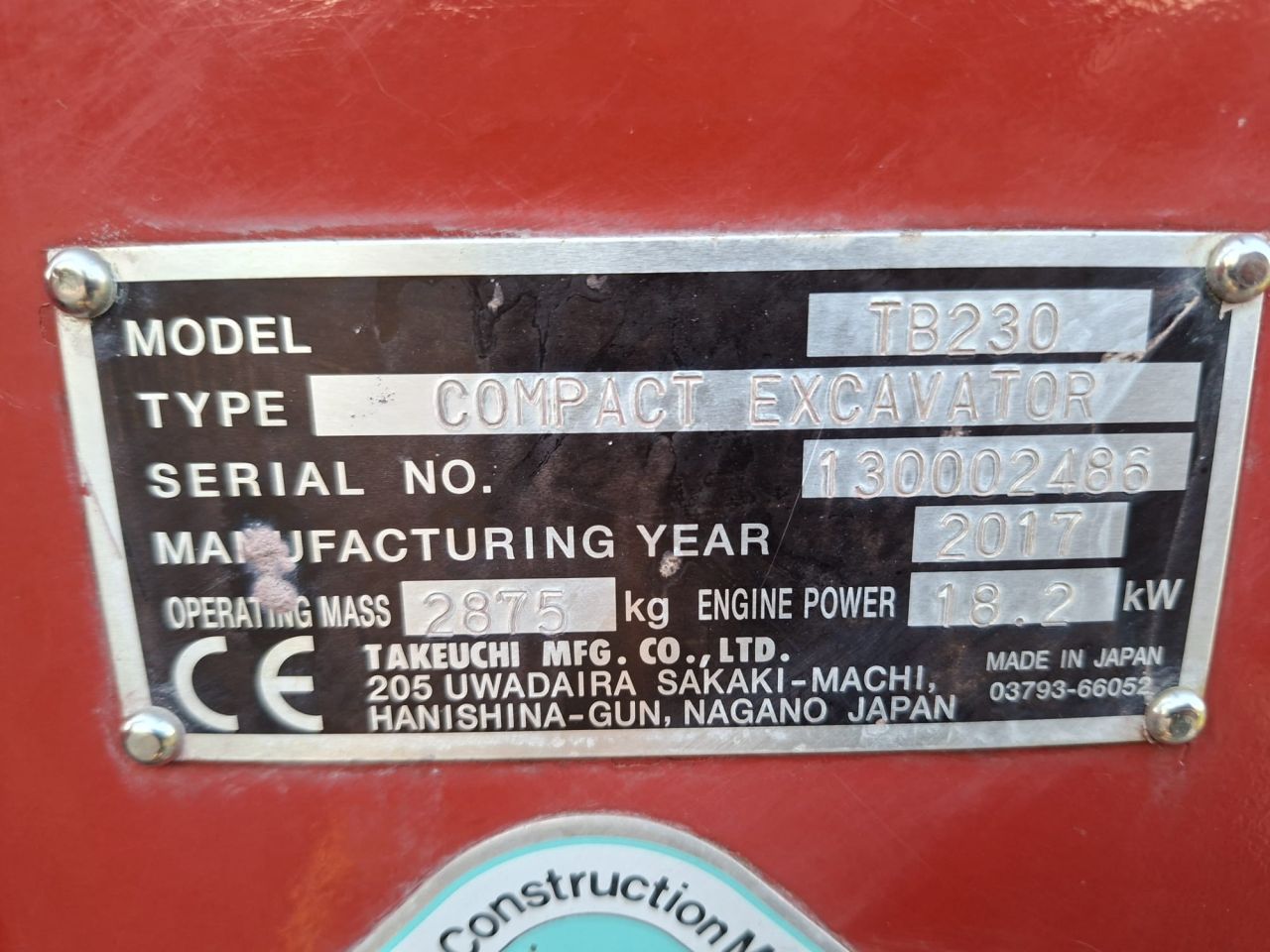 Takeuchi TB230 | bj 2017 | 2733uur | 3 bakken