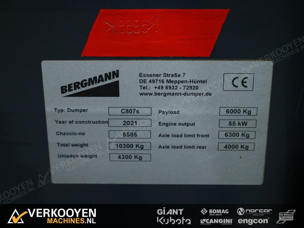 2021 Bergmann C807s Swivel Dumper VV1273