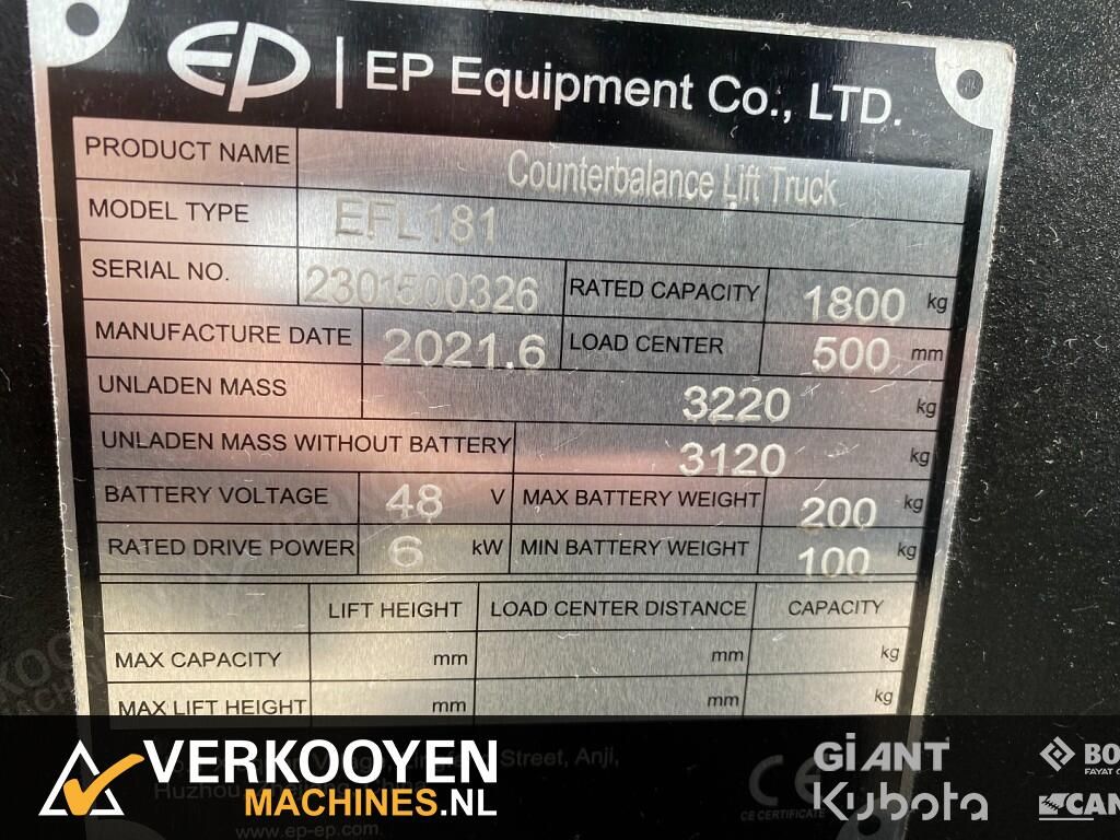 2021 EP EFL181 Elektro Heftruck VK8485
