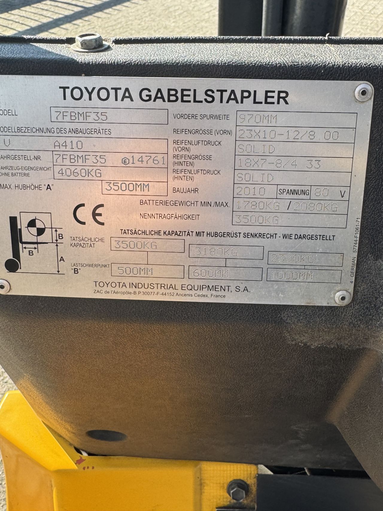 Toyota 7FBMF35 (2010) elektrische heftruck 3.5 tonner