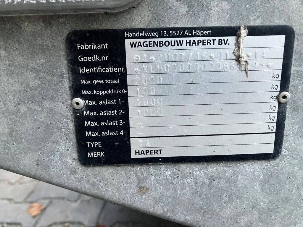Plateau Aanhangwagen Hapert TA 2023