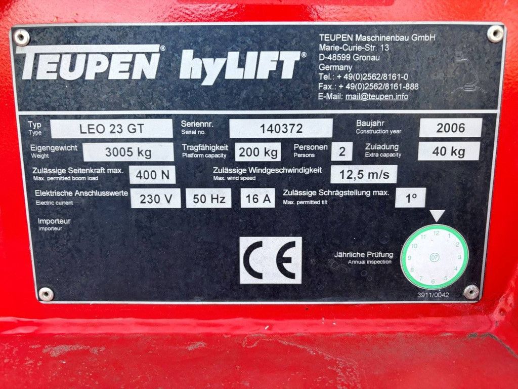 Spider-Lift Teupen LEO 23 GT Electric 23m 2006