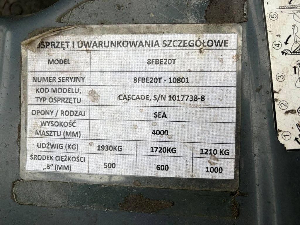 Toyota 8FBE20T Elektrogabelstapler, 1930 kg, 4,0 m, Baujahr 2016