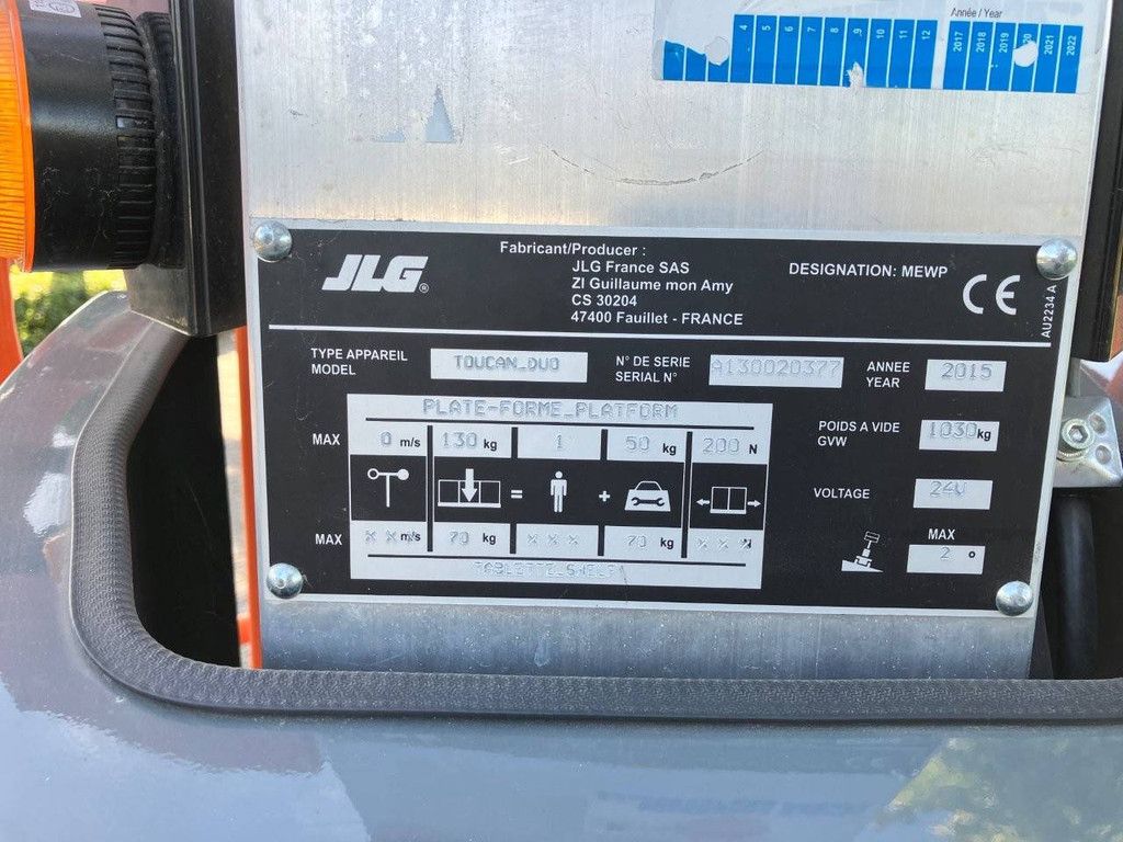 JLG Toucan Duo Electric Mast Lift 6.0m 2015