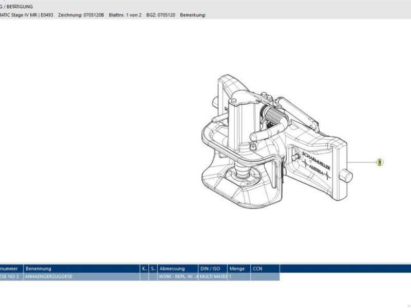 Claas AXION Zugmaul Scharmüller 390mm