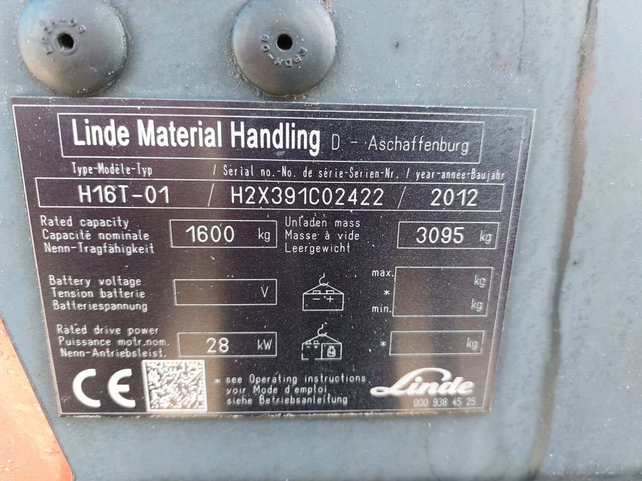 Linde H16 triplex sideshift lpg 2012