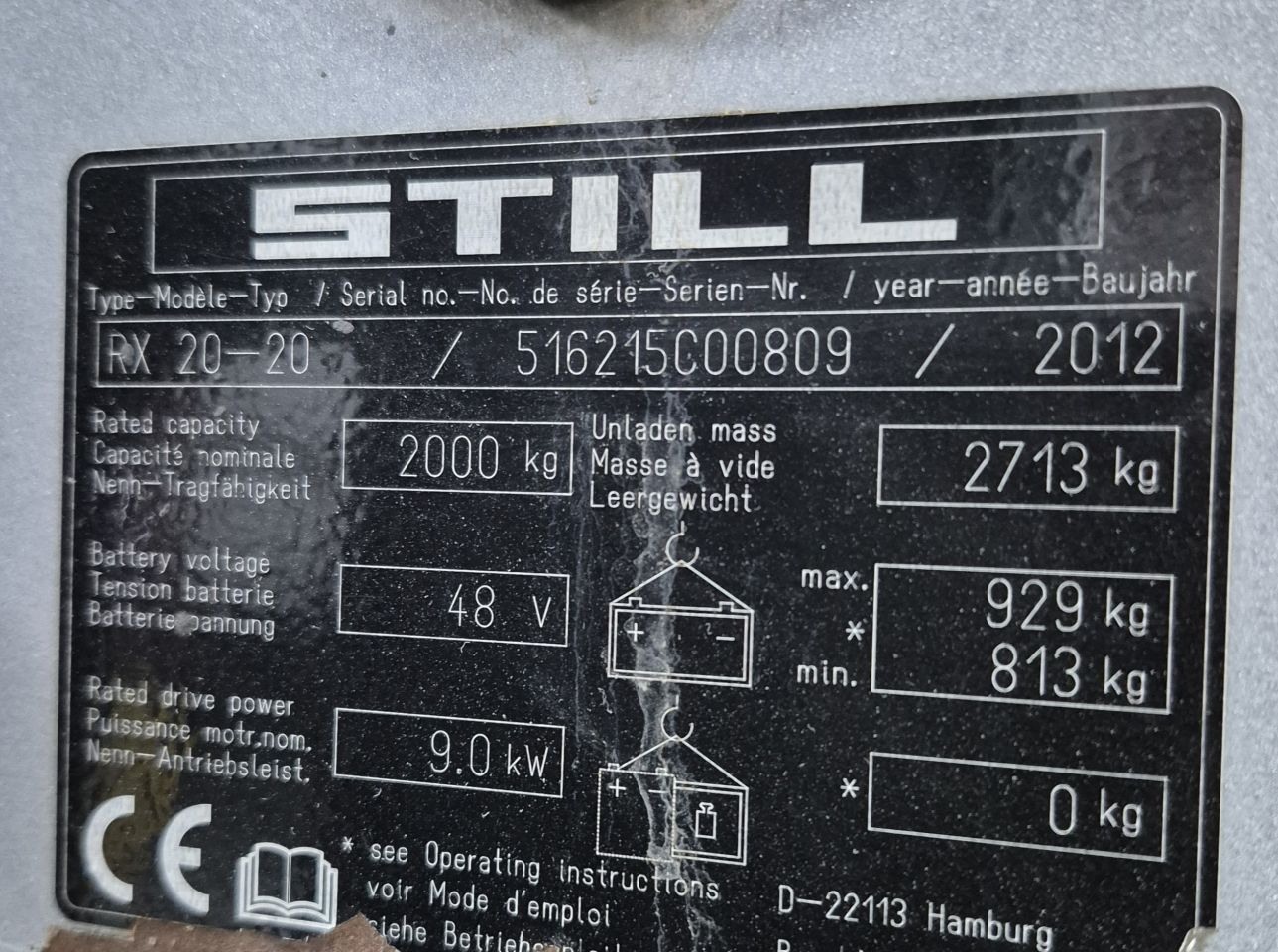 Still RX20-20 triplex sideshift 4.830 mm bj 2012 7029 uur