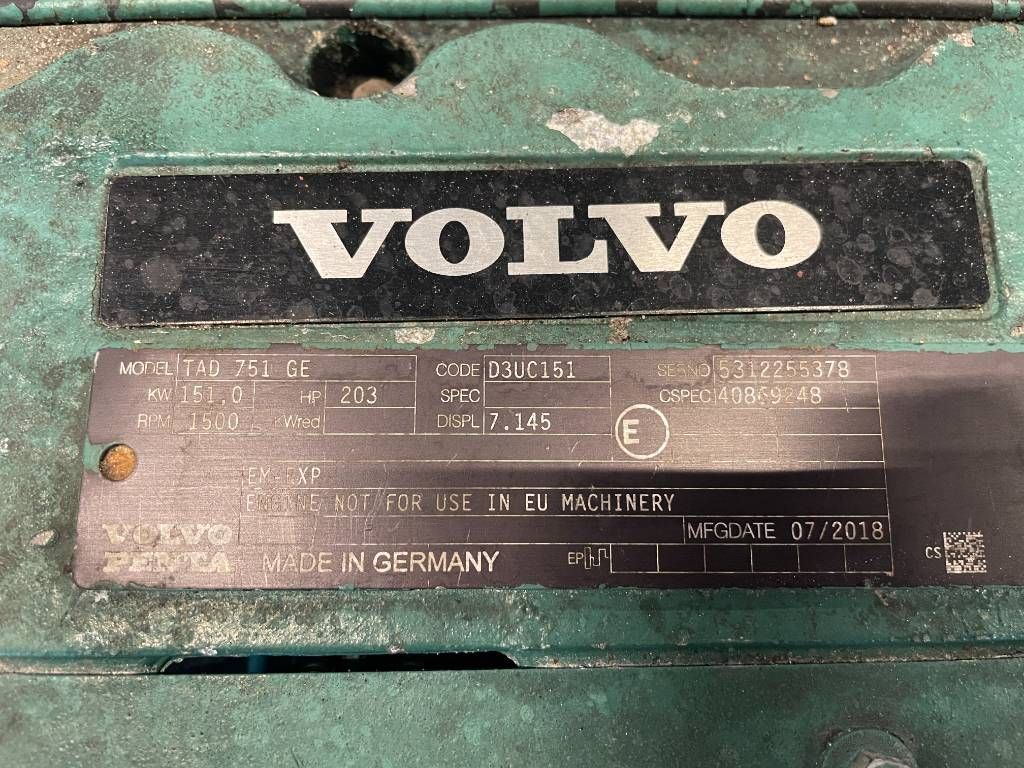 Volvo TAD751GE - 165 kVA generator - DPX-12656