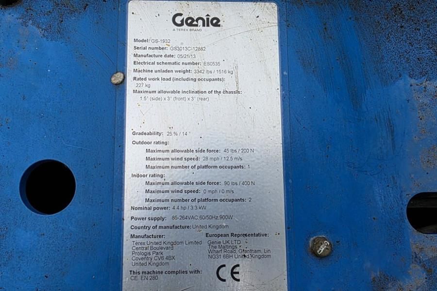 Genie GS1932 Electric, Working Height 7.8 m, 227kg Capac