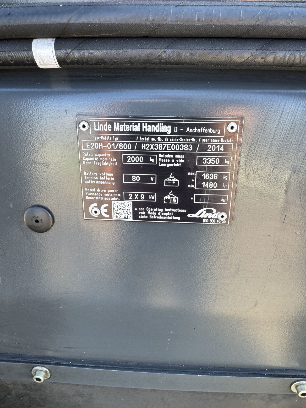 LINDE E20H-01/600 (2014) triplex elektrische heftruck