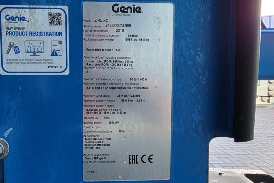 Genie Z45/25XC Guarantee! Diesel, 4x4 Drive, 16m Working