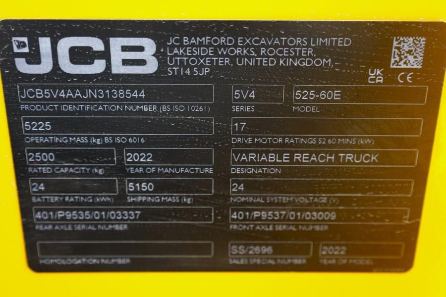 JCB 525-60E Guarantee! Fully Electric, 2500kg Capacity