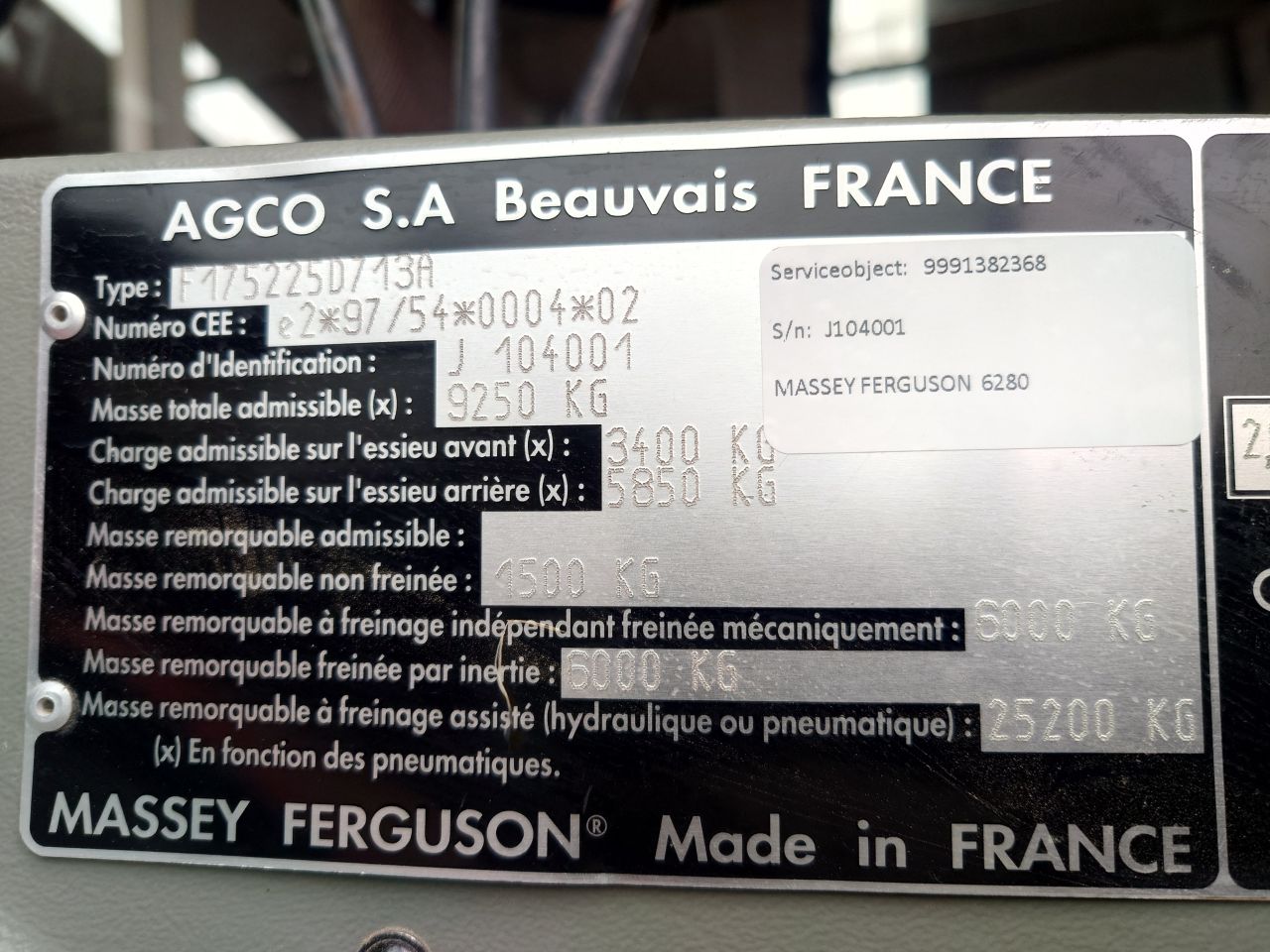 Massey Ferguson MF 6280 Dyna4 Power control