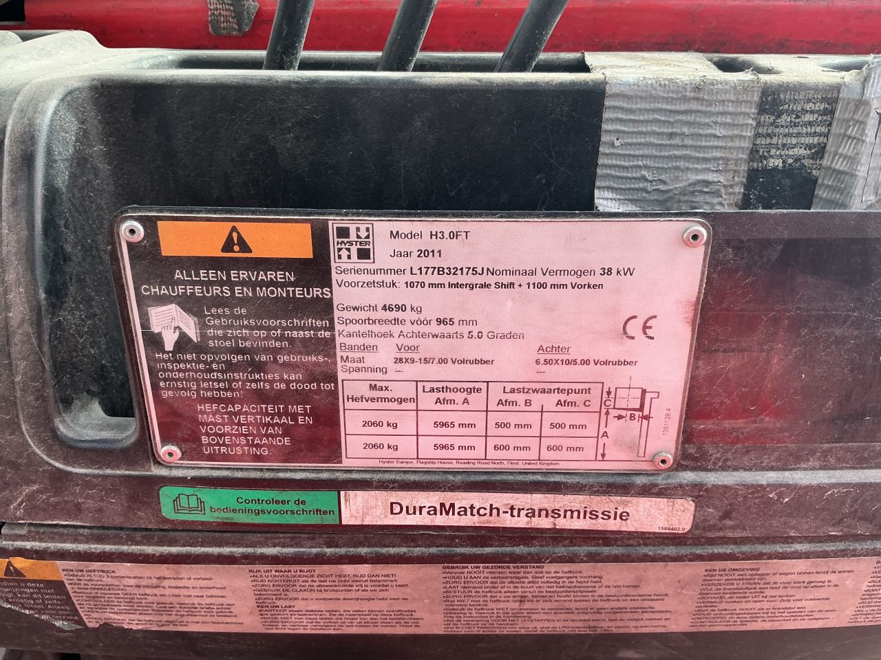 Te Koop goedwerkende Hyster 3 tonner bouwjaar 2011 LPG