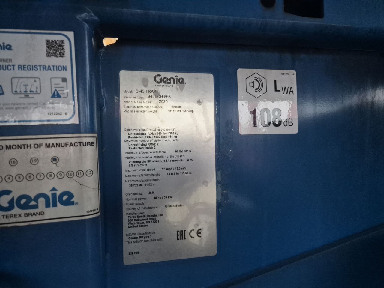 Used Genie S-45 trax telescopic boomlift