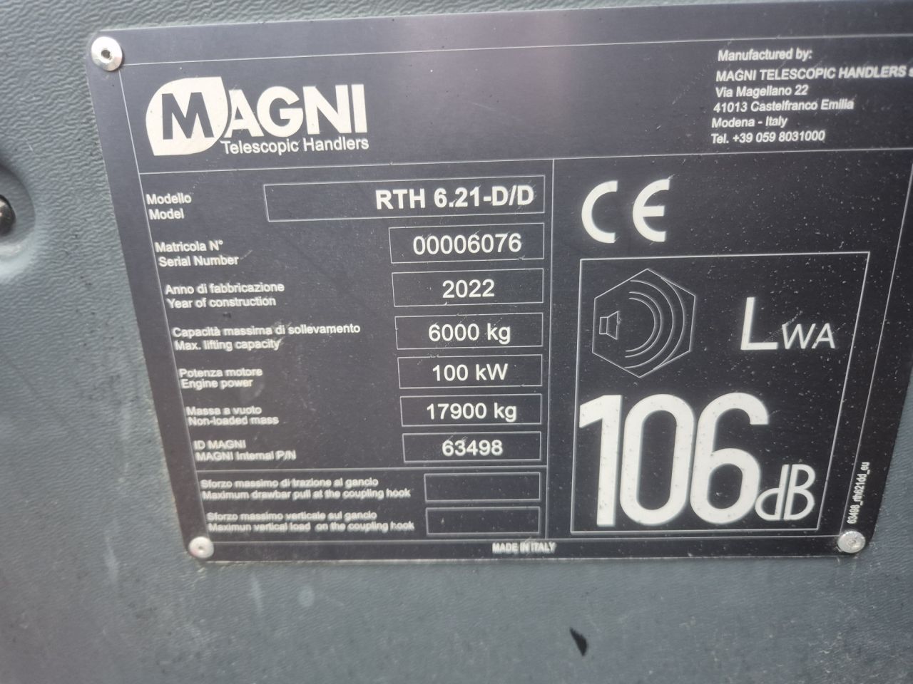 Used MAGNI RTH 6.21 roto telescopic with lifting height 21 m