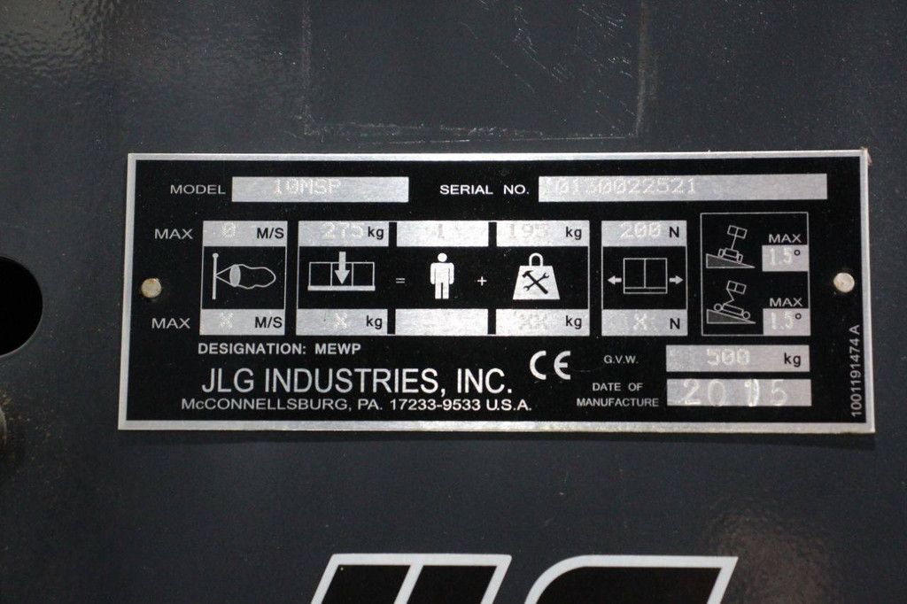 JLG 10MSP Electric Mast Lift 5m 2015