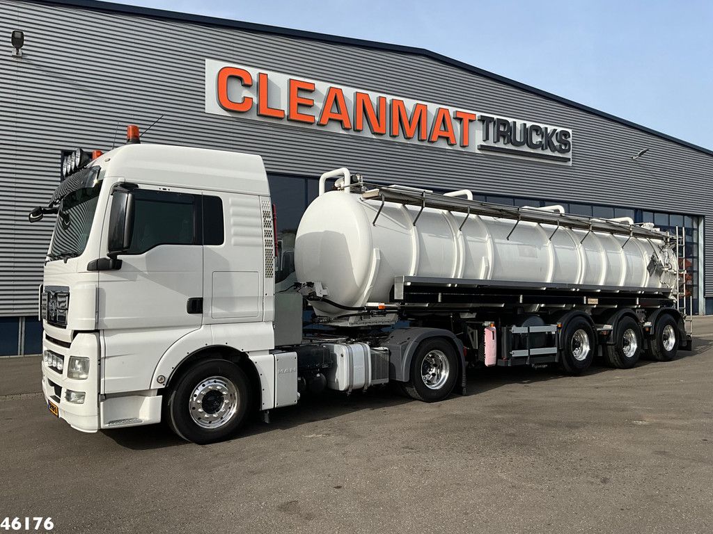 Man TGX 18.400 trekker + Burg oplegger met Bekker LaGram Vacuüm opbouw 30m³