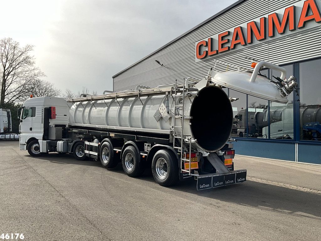 Man TGX 18.400 trekker + Burg oplegger met Bekker LaGram Vacuüm opbouw 30m³