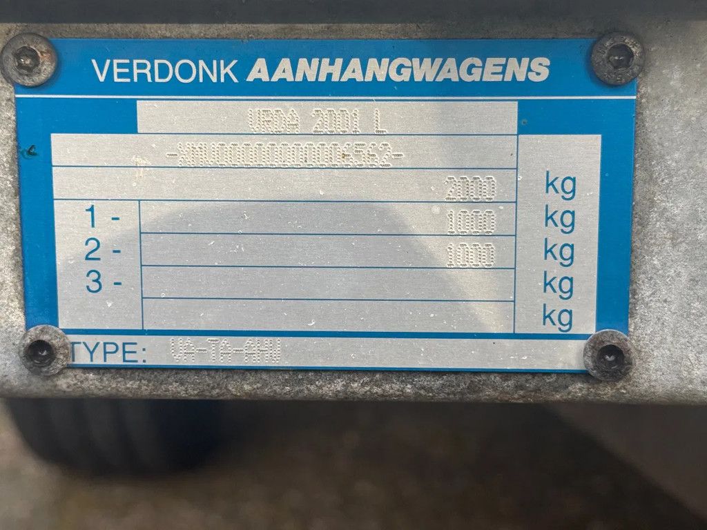 Verdonk Gesloten aanhanger met laadklep tandemasser