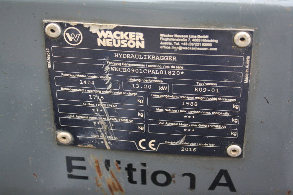 Minibagger Wacker Neuson 1404 Diesel 13kW 2016