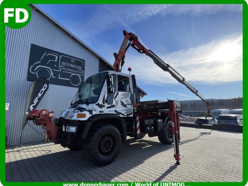Mercedes-Benz Unimog U400 mit Mega Kran, Seilwinde, Kipper, Zapfwelle, Ideal f