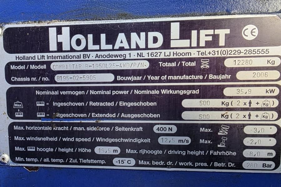 Holland Lift COMBISTAR B-195DL25-4WD/P/N Diesel, 4x4 Drive, 21.
