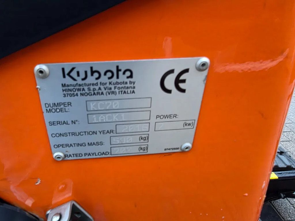 Kubota Kc70 rupsdumper diesel