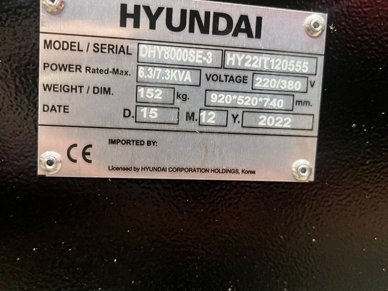 Hyundai DHY8500SE-T Diesel