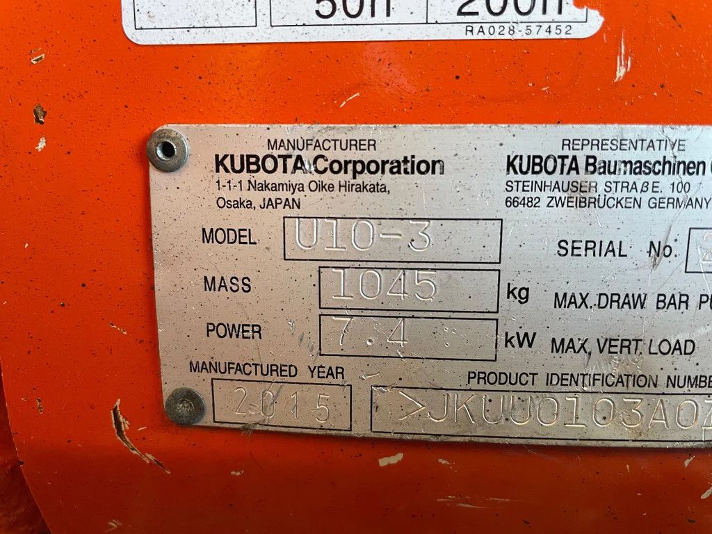 Kubota U10-3 minigraafmachine