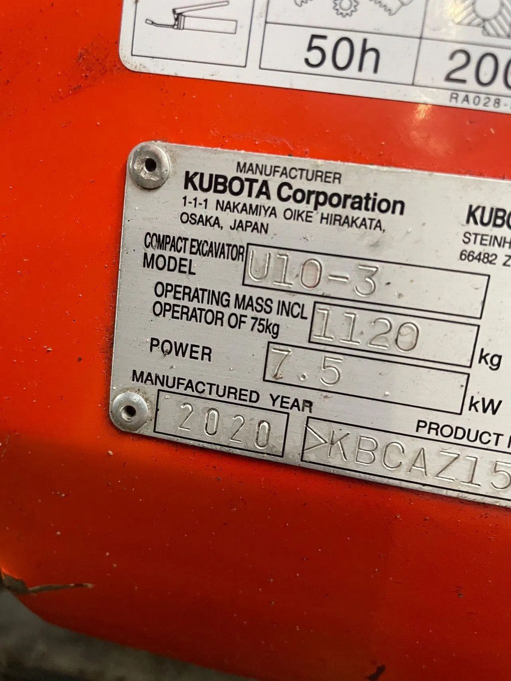Kubota U10-3 minigraver 2020 Hydraulische snelwissel CW00
