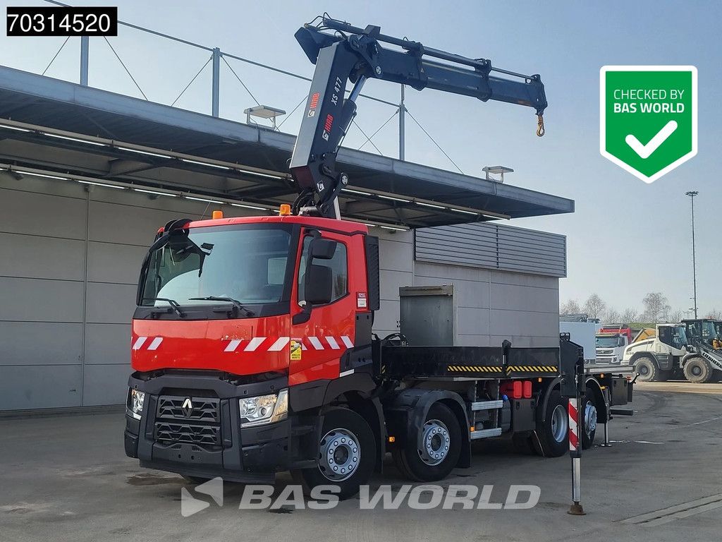 Renault C 460 8X2 HIAB 477EP-2 HIPRO Crane Kran Lift+steering axle Euro 6