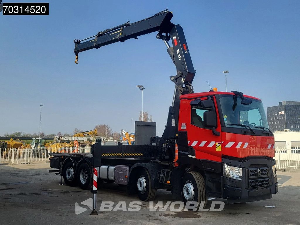 Renault C 460 8X2 HIAB 477EP-2 HIPRO Crane Kran Lift+steering axle Euro 6
