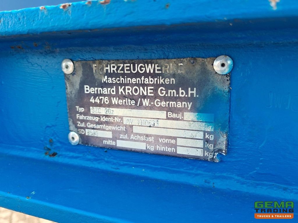 Krone SZC 20 Z 20FT - Full steel - 2 axles ROR - Double tires - 3420 kg - MOT 08-2026