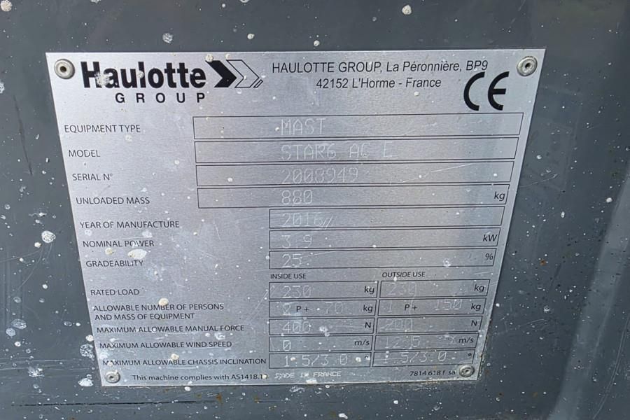 Haulotte Star 6 Electric, Non Marking Tyres, 5.8m Working H