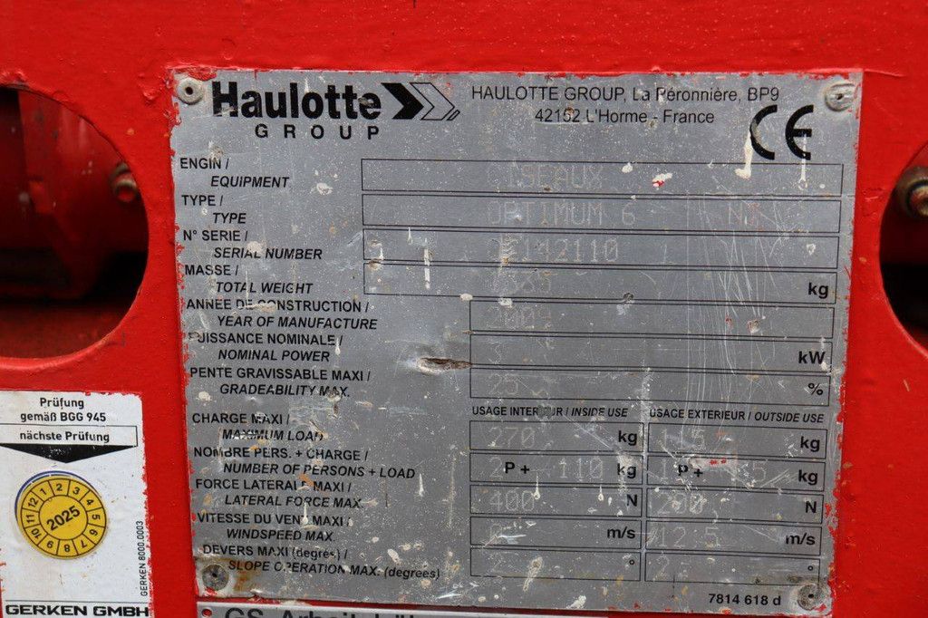 Scherenarbeitsbühne Haulotte Optimum 6 Electric 6,45 m 2009