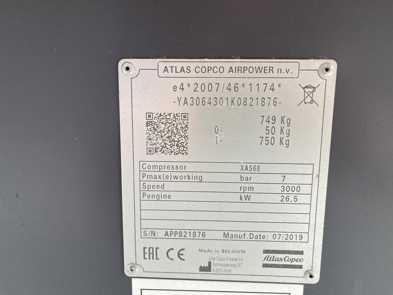 Atlas Copco XAS 68 KD - N WHEELS W.B. DIN EYE