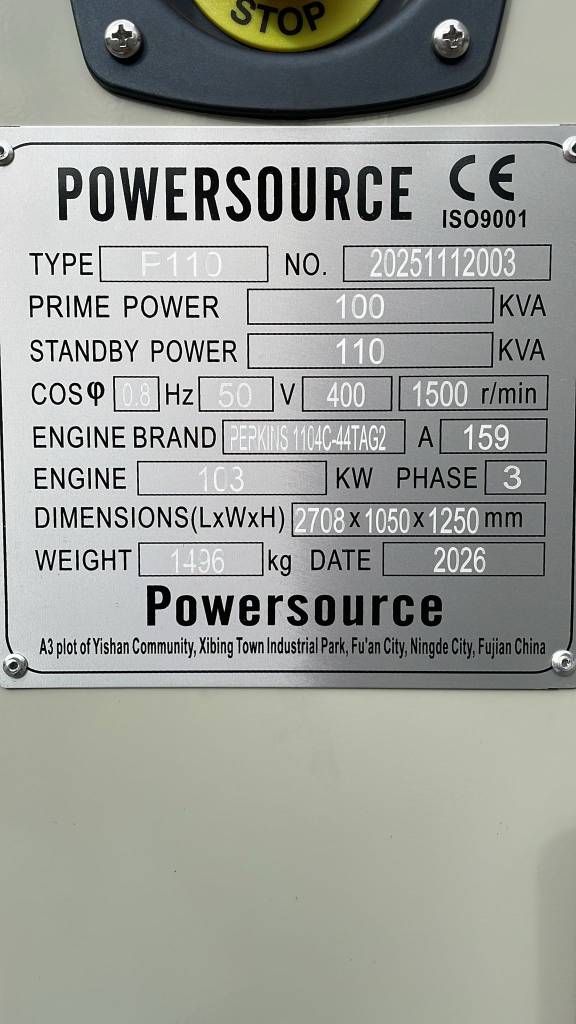 Perkins 1104C-44TAG2 - 110 kVA Generator - DPX-19806