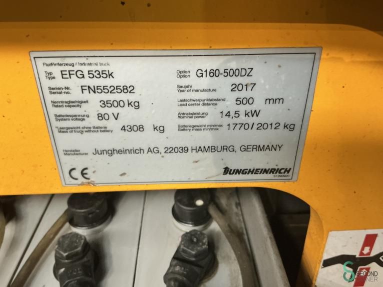 Forklifts Electric Jungheinrich EFG 535k 2017 Hours 4812