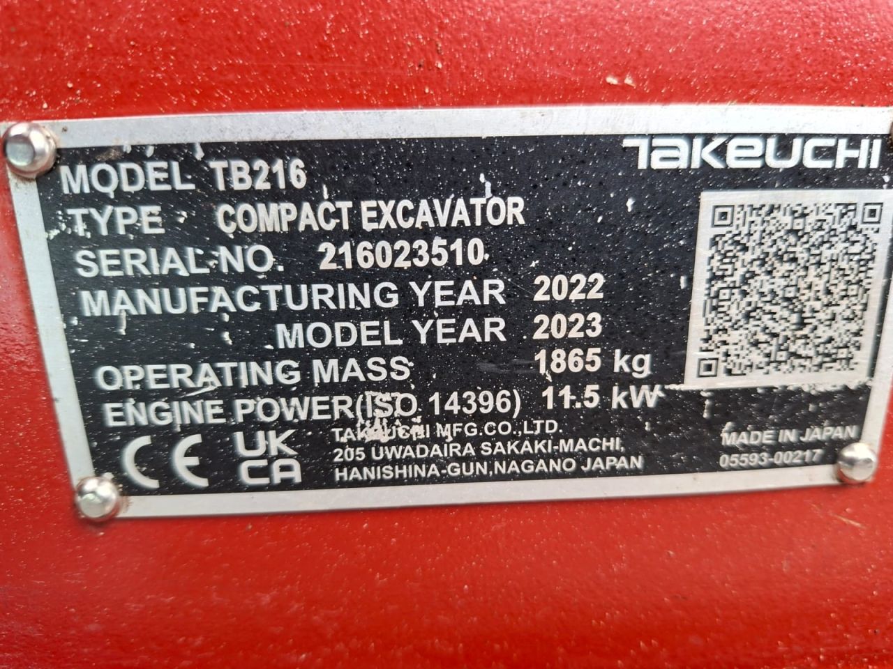 Takeuchi TB216 | bj 2022 | 2215uur | 3 bakken